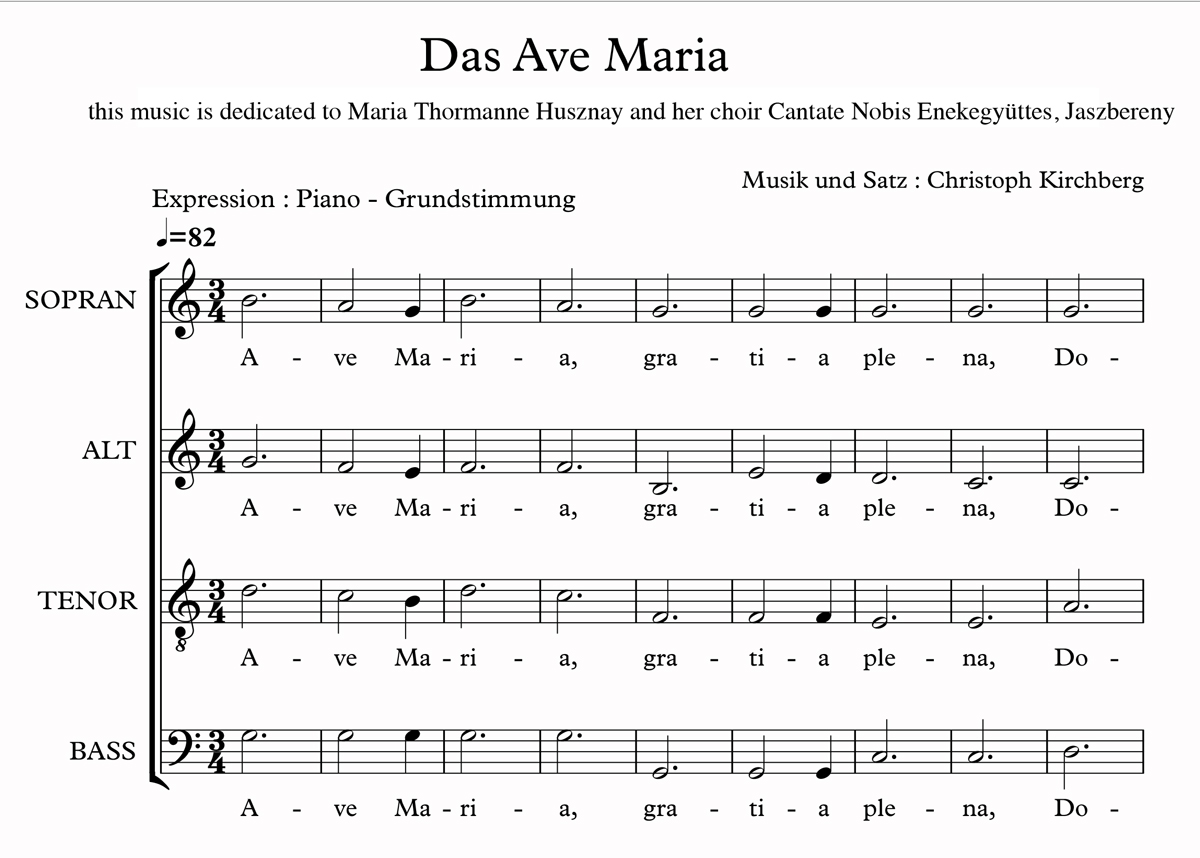Kirchberg: Das Ave Maria Partitur